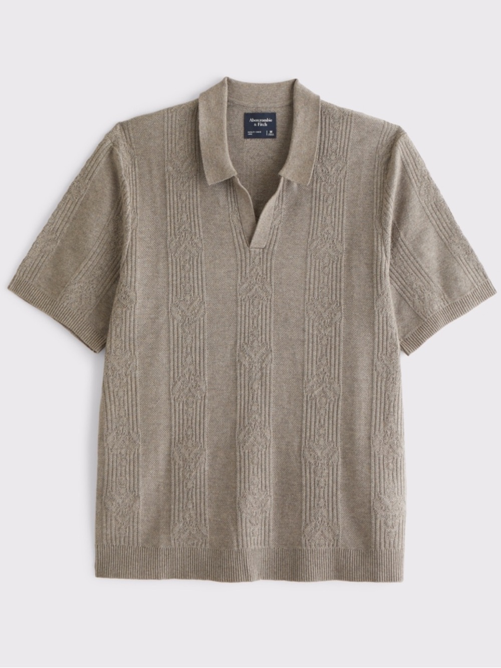 NWT Abercrombie Textural Striped Johnny Collar Sweater Polo